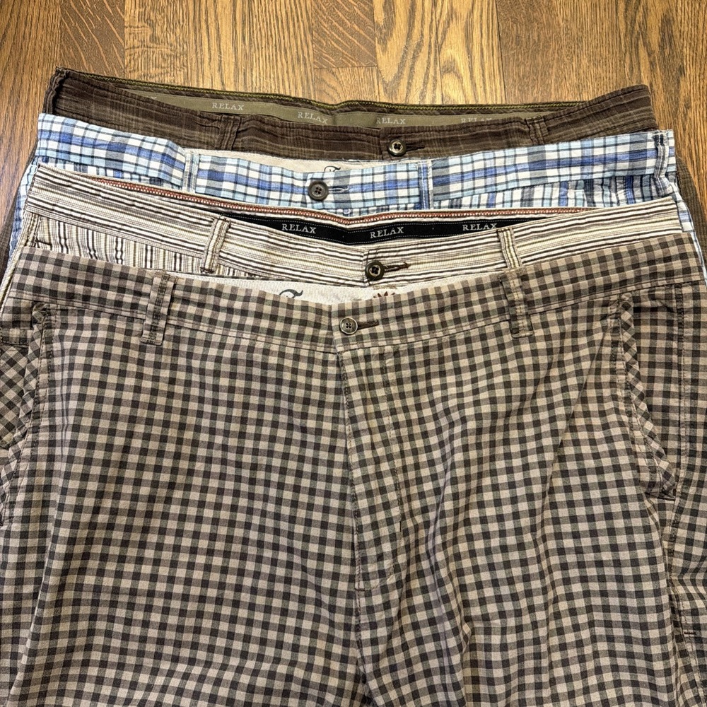 Tommy Bahama Mens Shorts Lot of 4 Size 42 Linen Cotton Plaid Gingham Chino EUC